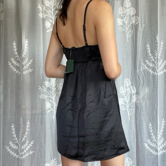 Black satin mini dress - Picture 3 of 4